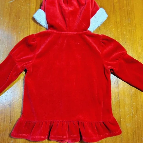 Disney Minnie Mouse Red Velvet‎ Ruffle Hooded Jacket 3T Christmas Holiday - Picture 12 of 13